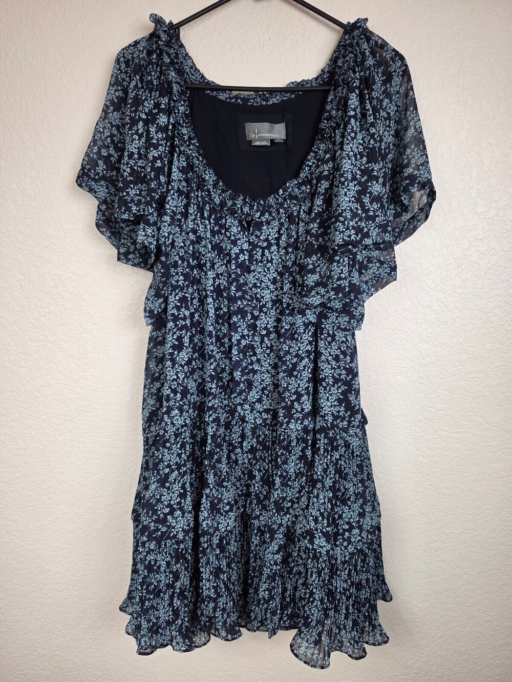 Anthropologie Floral Blue Dress
